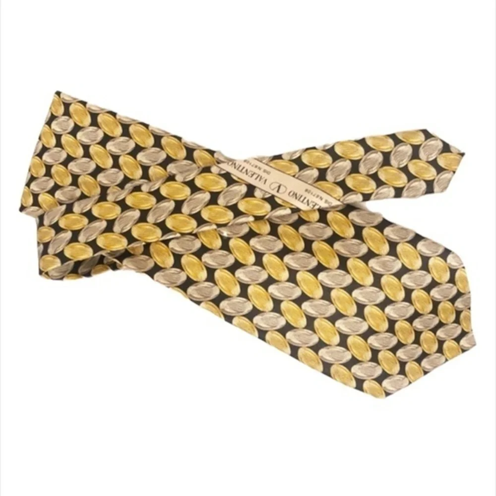 VALENTINO GOLD PRINT BUSINESS CAREERWEAR OFFICE WEDDING GUEST NECKTIE